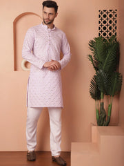 Chikankari Pure Cotton Kurta Solid with Pyjama-JOKP-P