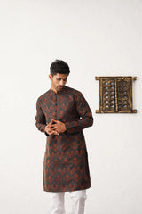 Men Bronze Silk Blend Straight Kurta Pyjama Set-JOKP-P