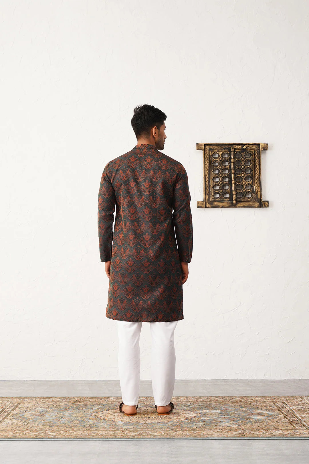 Bronze Silk Blend Mens Kurta Pajama Set | Pathani Style