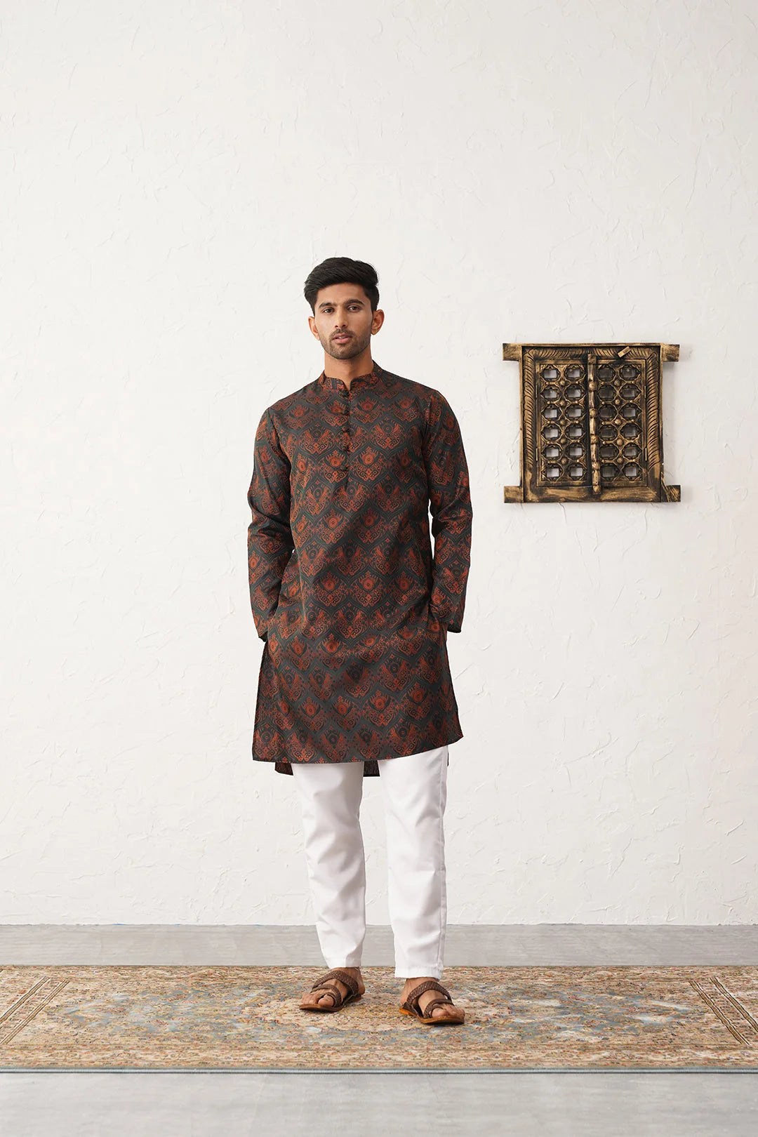 Bronze Silk Blend Mens Kurta Pajama Set | Pathani Style