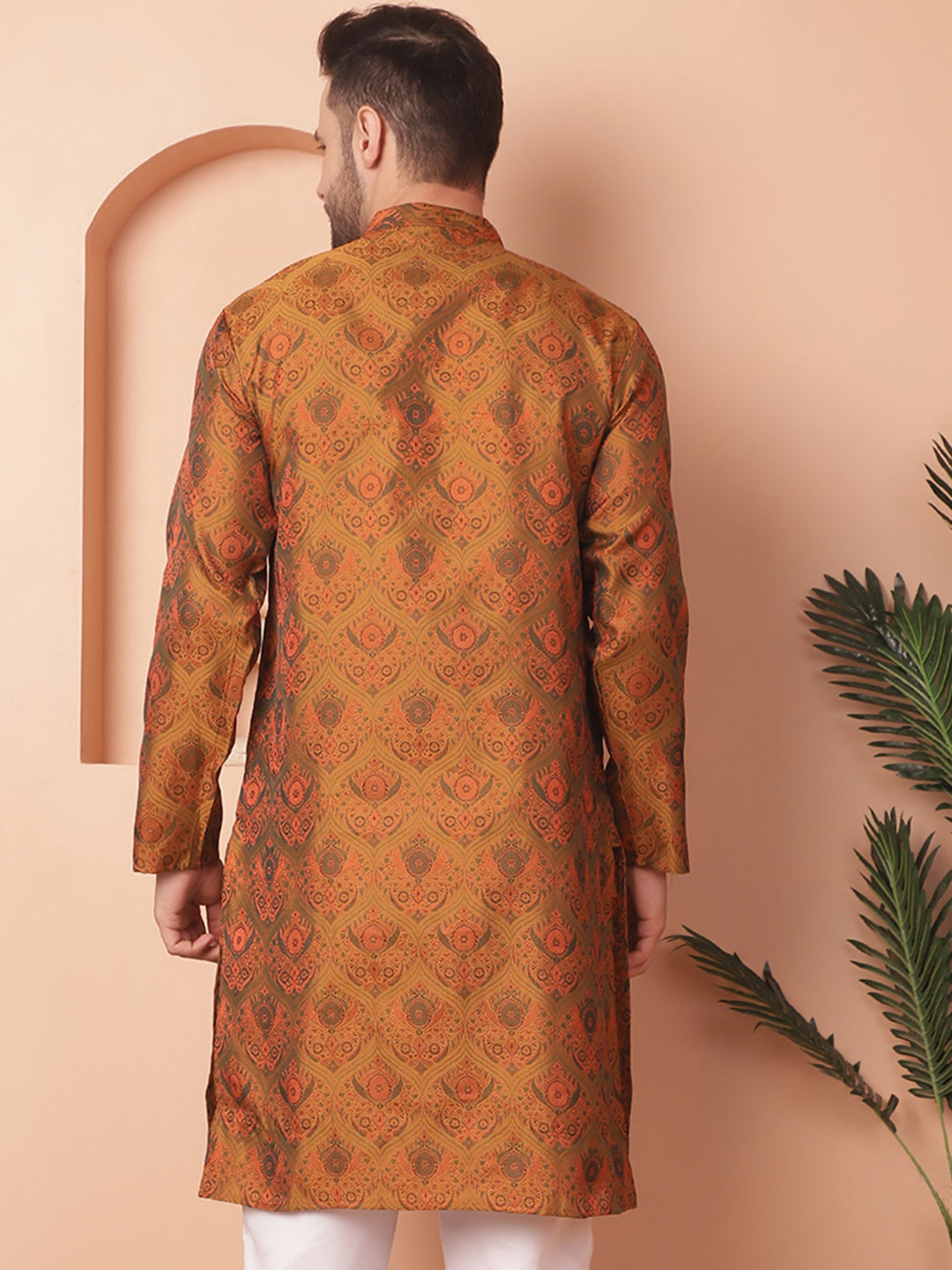Men's Golden Mustard Silk Kurta - Indian Kurta for Men