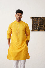 Men's Sequins Embroidered Kurta Styled With Pyjama-JOKP-P