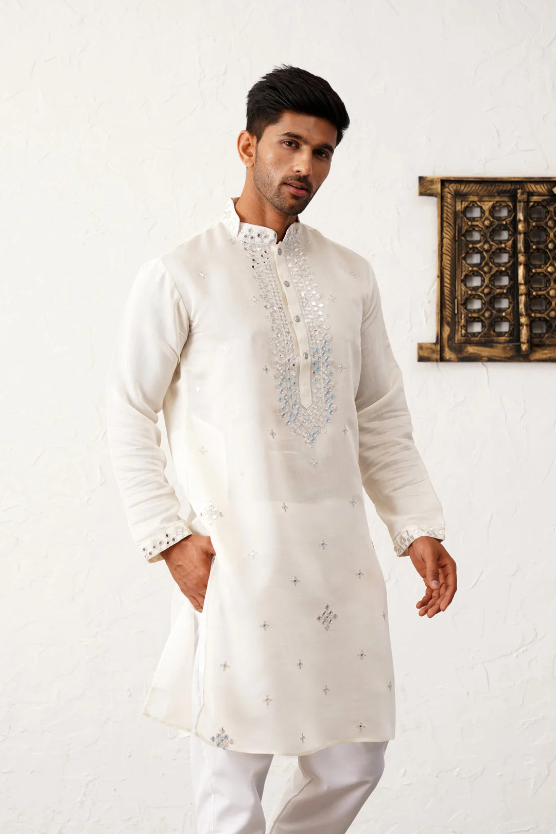 Men's Embroidered Kurta with Pyjama Set | DesiQlo