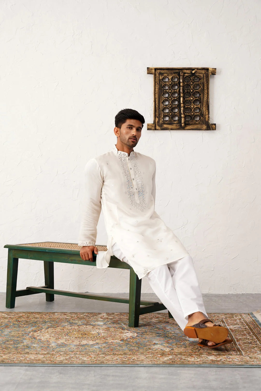 Men's Embroidered Kurta with Pyjama Set | DesiQlo