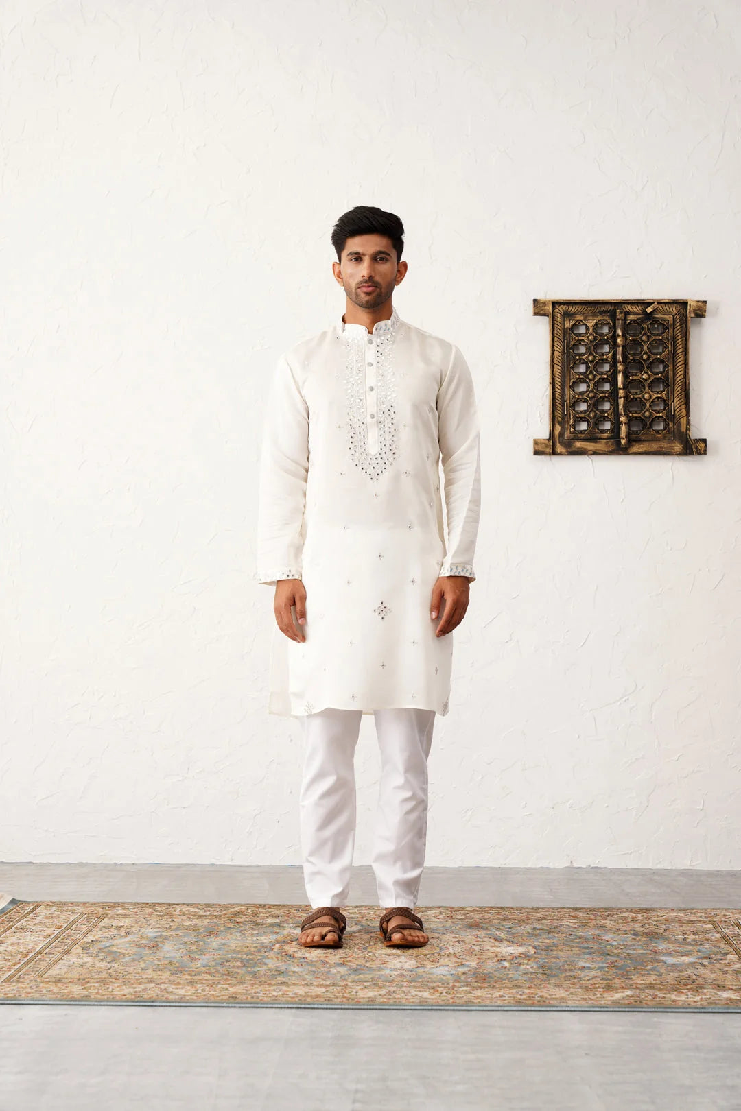 Men's Embroidered Kurta with Pyjama Set | DesiQlo