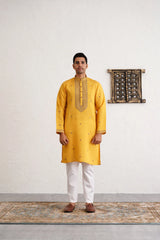 Men's Sequins Embroidered Kurta With Pyjama-JOKP-PJ