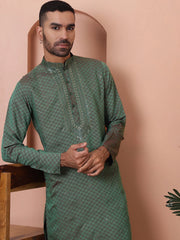 Men's Sequins Embroidered Kurta With Pyjama-JOKP-P