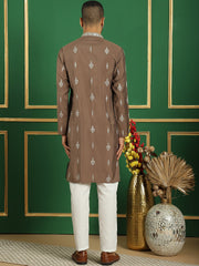 Men's Solid Foil Printed Kurta with Pyjama-JOKP-P