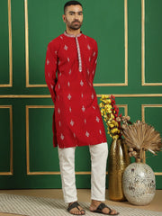 Men's Foil Printed Kurta with Pyjama-JOKP-P