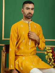 Men's Foil Printed Kurta with Bolt Pyjama-JOKP-P