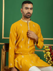 Men's Foil Printed Kurta with Bolt Pyjama-JOKP-P