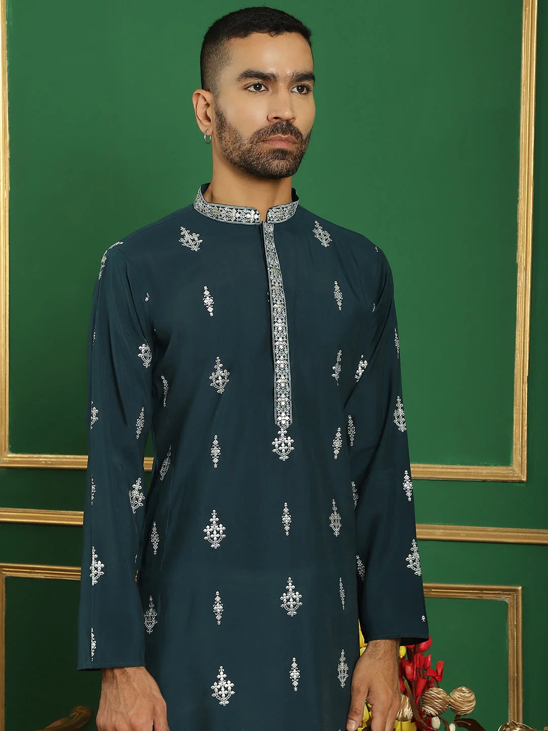 Men's Foil Quality Printed Kurta with Pyjama-JOKP-P