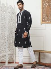 Collar Chikankari Embroidered Kurta With Pyjama-JOKP-PD