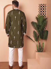 Men's Collar Fit Chikankari Embroidered Kurta With Pyjama-JOKP-P
