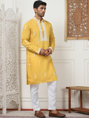 Collar Chikankari Embroidered Kurta With Pyjama-JOKP-P