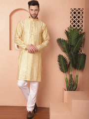 Men's Solid Mirror Work Kurta Payjama Sets-JOKP-P