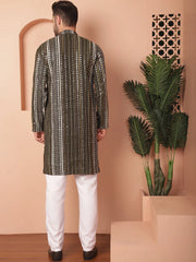 Men's Mirror Work Kurta Payjama Solid Sets-JOKP-P