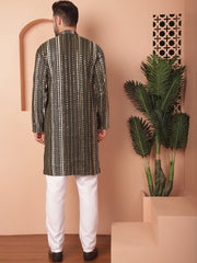 Men's Mirror Work Kurta Payjama Solid Sets-JOKP-P