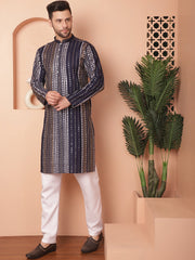 Men's Mirror Quality Work Kurta Payjama Sets-JOKP-P