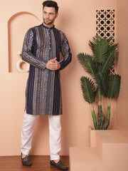 Men's Mirror Quality Work Kurta Payjama Sets-JOKP-P