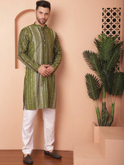 Men's Light Mirror Work Kurta Payjama Sets-JOKP-P