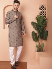 Men's Collar Chikankari Embroidered Kurta With Pyjama-JOKP-PE