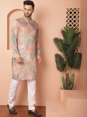 Men's Multi Lit Tei-Dye Printed Kurta Pyjama Set-JOKP-P