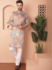 Men's Multi Lit Tei-Dye Printed Kurta Pyjama Set-JOKP-P