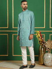 Men's Embroidered Solid Kurta with Pyjama-JOKP-P