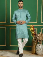 Men's Embroidered Solid Kurta with Pyjama-JOKP-P