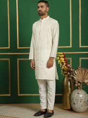 Men's Embroidered Kurta with Styled Pyjama-JOKP-P