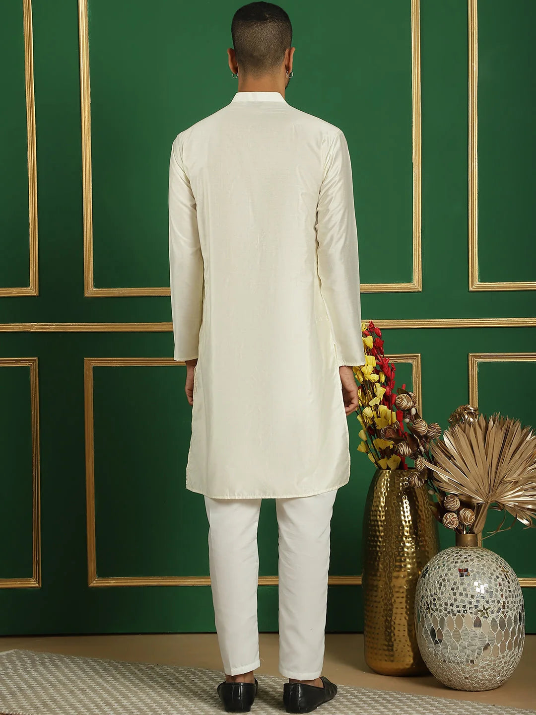 Cream Embroidered Kurta Pajama for Men | Stylish Cotton Kurta Set