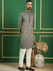 Men's Styled Embroidered Kurta with Pyjama-JOKP-P