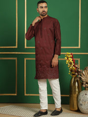 Men's Embroidered Kurta with Assorted Pyjama-JOKP-P