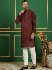 Men's Embroidered Kurta with Assorted Pyjama-JOKP-P
