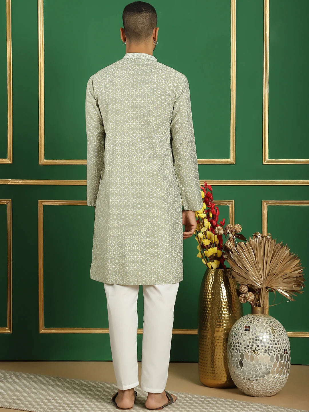 Geometric Print Mens Kurta Pajama Set | Stylish Kurta Pajama