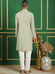 Men's Geometric Styled Printed Kurta with Pyjama-JOKP-P