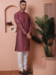 Men's Embroidered and Sequins Kurta Pyjama Set-JOKP-PDD