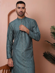 Men's Embroidered and Sequins Kurta Pyjama Set-JOKP-P