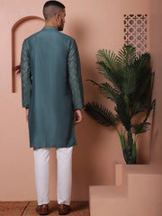 Men's Embroidered and Sequins Kurta Pyjama Set-JOKP-P
