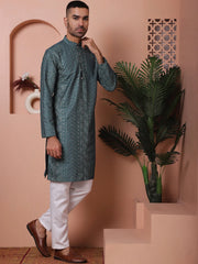 Men's Embroidered and Sequins Kurta Pyjama Set-JOKP-P