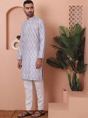 Men's Printed and Embroidered Kurta Pyjama Set-JOKP-PLL