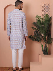 Men's Printed and Embroidered Kurta Pyjama Set-JOKP-PLL