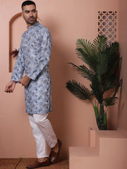 Men's Printed and Embroidered Kurta Pyjama Set-JOKP-PO