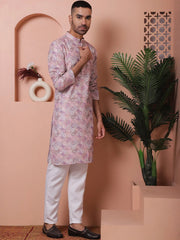 Men's Printed and Embroidered Kurta Pyjama Set-JOKP-P