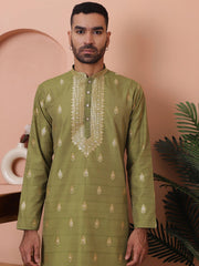 Men's Foil Printed Kurta with Pyjama-JQOKP-P