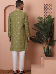 Men's Foil Printed Kurta with Pyjama-JQOKP-P