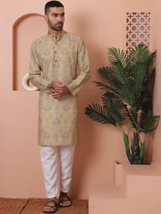 Men Printed Cotton Kurta Pyjama Set-JZOKP-P