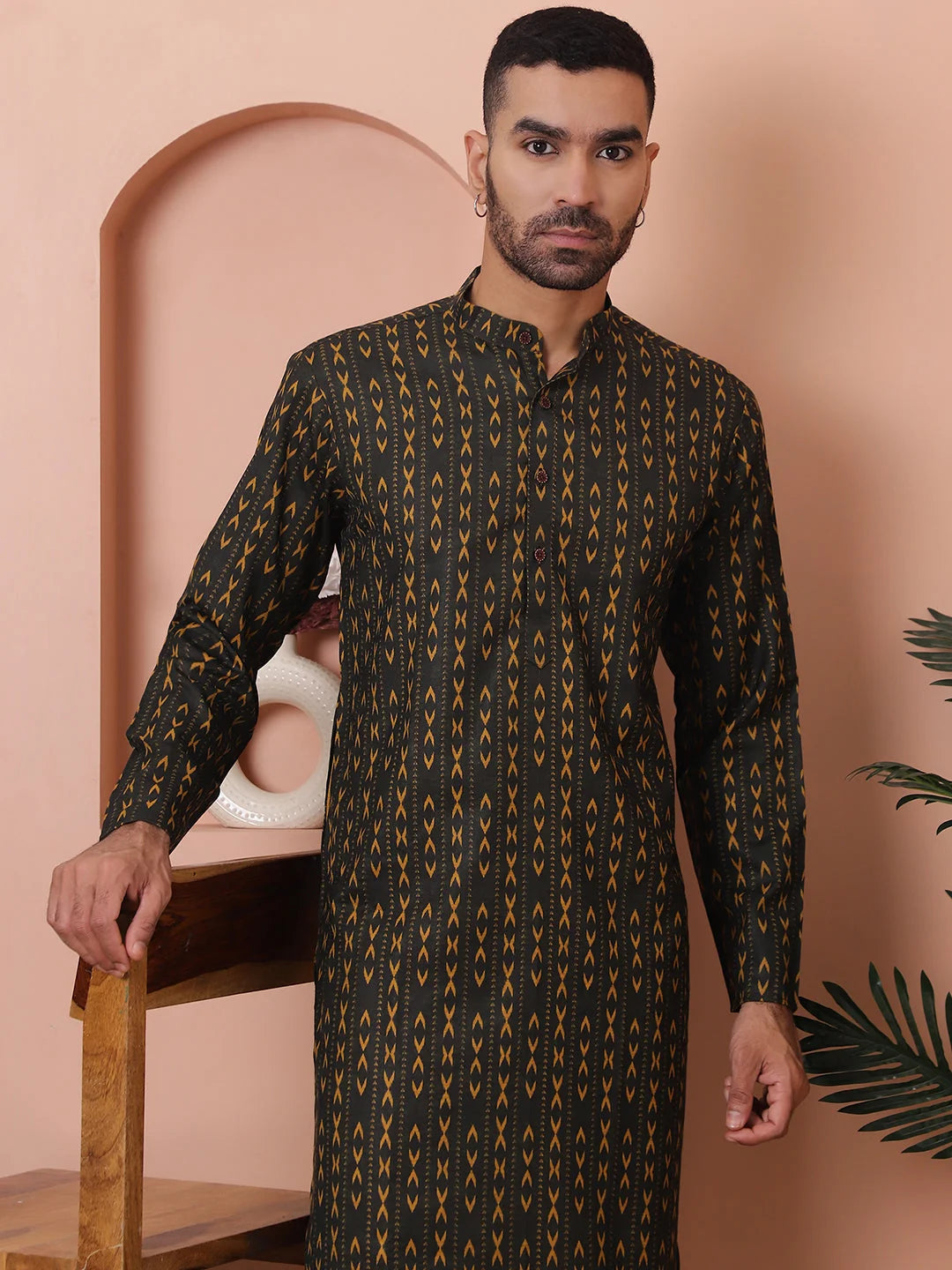 Mehndi Printed Mens Kurta Pajama Set | Cotton Kurta Pajama