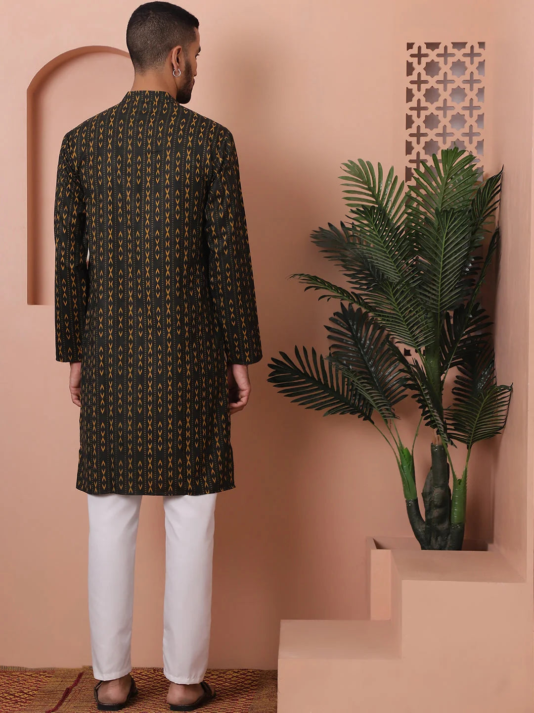 Mehndi Printed Mens Kurta Pajama Set | Cotton Kurta Pajama